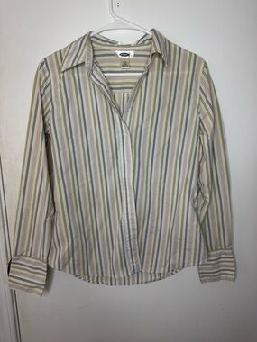Old Navy Striped Button-Down Shirt - Cream, Blue, Green, Purple
